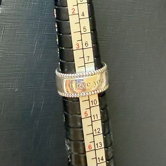 Tiffany I Love You Ring Beaded Milgrain 925 Silver Wide Band - Sz 4 - Picture 3 of 14